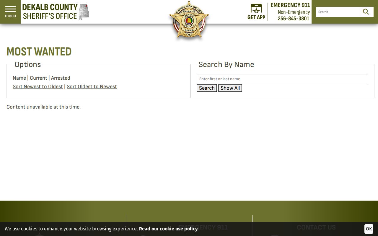 DeKalb County official most wanted fugitives interface