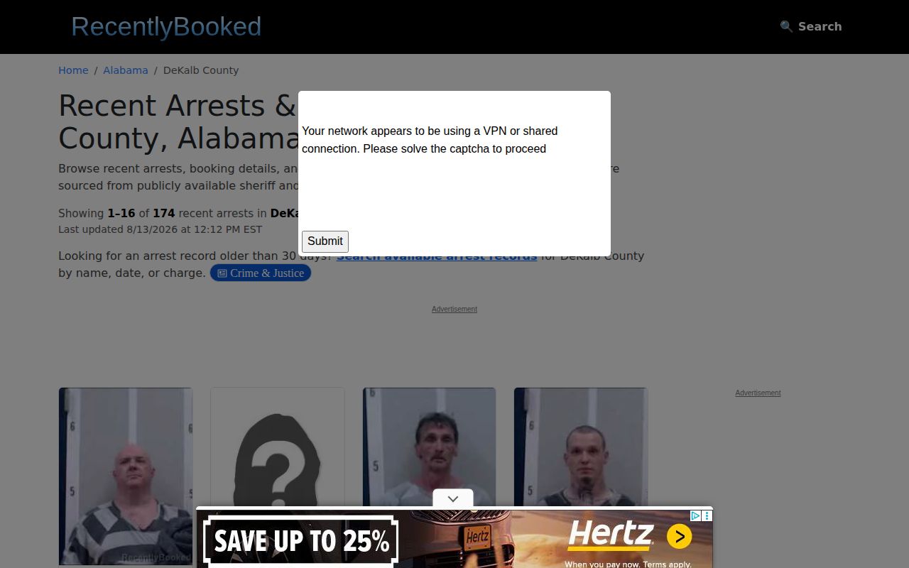Unofficial RecentlyBooked DeKalb County mugshot and booking news section